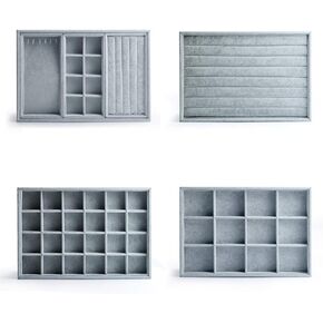 Oirlv 4 Velvet Jewelry Trays Jewelry Drawer Organizer Tray Series