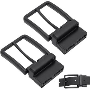 WADORN 2Pcs Reversible Belt Buckle Replacement, Men's Belt Rotated Buckle Rectangle Universal Jeans Belt Loop Ring