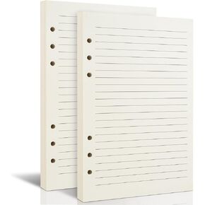 2 Packs A5 Refillable Paper, A5 Line Refill Paper, A5 Binder Refills for 6-Ring Binders Planner Traveller Journal Notebook Dairy, 8mm Ruled Filler Paper Insert, 80 Sheets 160 Pages, Lined