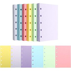 Colored A8 Refill Paper 300 Sheets Blank Loose Leaf Paper 6 Colors 5 Hole Binder Paper Notebook Filler Paper Refillable Binder Inserts
