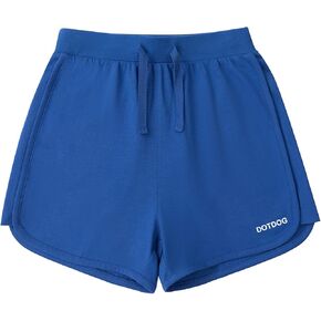 DOTDOG Girls Athletic Shorts Cotton Active Running Short Drawstring Elastic Waist Casual Shorts for Girls 3-12 Years