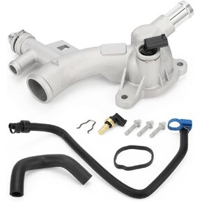 902-846 Upgrade Aluminum Water Outlet Thermostat Housing & Hose 13251447 For Chevy 11-16 Cruze,12-20 Sonic,15-20 Trax,13-21 Encore 1.4L Replaces# 25193922 55565334 1511105 55596898