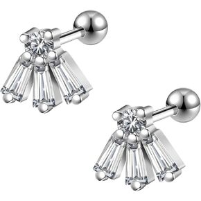 16G Sparkling Cubic Zirconia Stainless Steel Stud Earrings Tragus Helix Conch Cartilage Ear Piercing Tragus Piercing Jewelry Earrings for Women