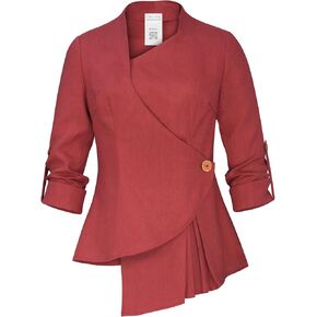 Womens Linen Asymmetric Blazer