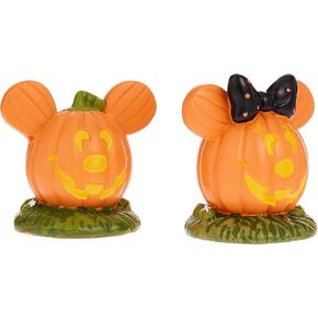 Department 56 Disney Village Halloween Accessories Pumpkintown Mickey and Minnie Mouse Topiaires Figurine Set, 1.75 Inch, Multicolor