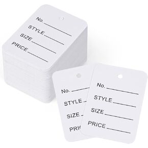 SallyFashion 500PCS Price Tags,1.4" X 2" White Paper Tags for Clothes Size, Lables, Coupon, Store, Without String, Clothing Tags