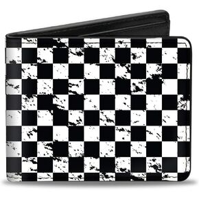 Buckle-Down Men's Wallet, Bifold, Checker Weathered Black White, Vegan Leather, 4.0" x 3.5"