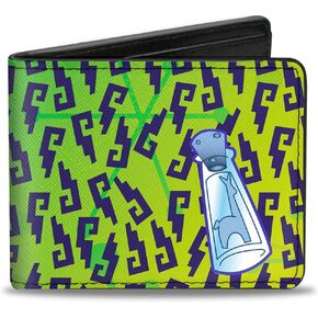 Buckle-Down Men's Disney Wallet, Bifold, Llama Potion Bottle Glyphs Greens Blue, Vegan Leather, The Emperor's New Groove Yzma, 4.0" x 3.5"