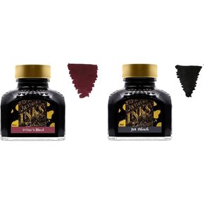 Diamine Fountain Pen Ink 80ml - 2 x Bottles - Writers Blood & Jet Black