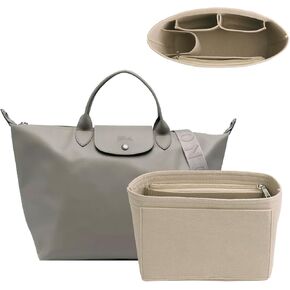 Small Purse Organizer Insert for Handbags, Handbag Organizer Insert with Multi-Pockets for Longchamp Le Pliage,LV, Coach, MK, Kate Spade, Goyard,Felt Bag Organizer for Tote & Purse