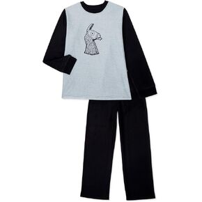Boy's Loot Llama 2 Piece Flannel Pajama Set, (Size Medium 8, Black)
