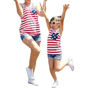 نوبو الرابع من يوليو الأم وأنا العلم الأمريكي مخطط نجوم تانك القمم كامي سترة قمصان بلا أكمام in Kuwait