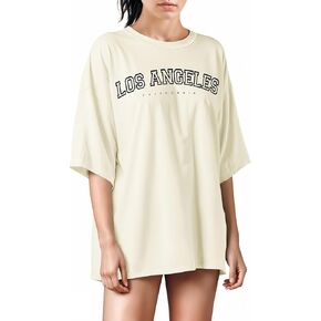 Treswear Womens Oversized Tee Shirts - Loose Fit Crew Neck Short Sleeve Tops Summer Casual Blouse, Comfy Basic Tee