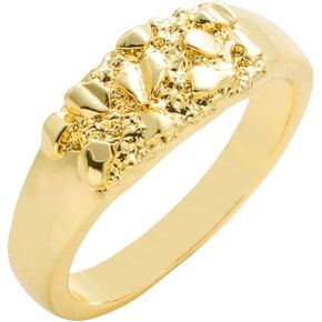 14k Gold Plated Rough Textured Cookie Smashing Nugget Ring For Women/Men