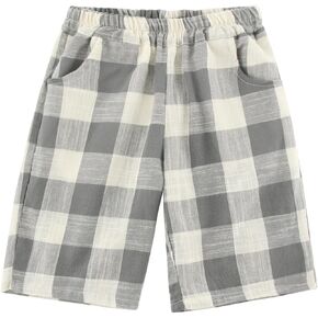 Toddler Boys' Shorts Chino Short Summer Cotton Plaid Casual Shorts with Pockets