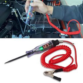 جهاز اختبار دائرة الاختبار الرقمي LED للسيارة Pack-1، قلم اختبار حثي DC 3V/6V/12V/24V مع سلك زنبركي قابل للسحب 70.8 بوصة، لفحص دراجة نارية لشاحنة السيارة (أسود وأحمر) in Kuwait