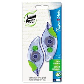 Liquid Paper DryLine Grip Correction Tape, 1/5" x 335", 2 pk