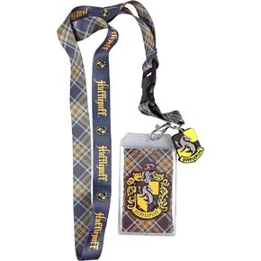 Loungefly Harry Potter Hufflepuff Plaid Lanyard with Charm
