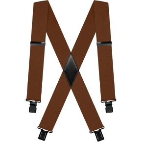 2" Suspenders for Men Big and Tall Heavy Duty Strong Clips Hunting Skip Work Braces Brown Suspenders Formal