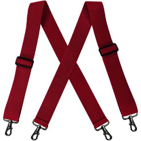 Men’s Heavy Duty Belt Loops X Back 2 Inch Suspenders with 4 Snap Hooks