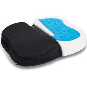Premium Gel Enhanced Seat Cushion - Non-Slip Orthopedic Gel & Memory Foam Coccyx Cushion for Tailbone Pain - Office Chair Car Seat Cushion - Sciatica & Back Pain Relief (Black)