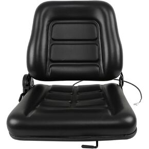 WFLNHB Universal Forklift Seat Fold Down Tractor Seat Adjustable Back Armrest Micro Switch and Slide Replacement for Forklifts Dozers Aerial Lifts Floor scrubbers