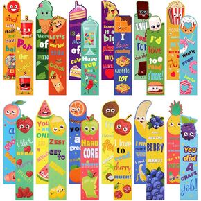 Fruit Scented Bookmarks Scratch and Sniff Bookmarks Fun Classroom Bookmarks Smelly Bookmarks Bulk for Kids Students Teens School, 24 Styles (72 Pcs)
