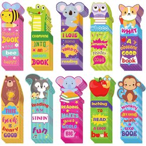 60 Pcs Scented Bookmarks Kids Animals Assorted Theme Scratch and Sniff Bookmarks Funny Reading Bookmarks Sayings Cartoon Cute Book Marks Kids Students Teenagers for School Classroom Office