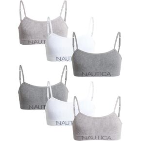 Nautica Girls' Training Bra - 3 Pack/6 Pack Seamless Cami Bralette - Bra for Girls, Removable Pads (30-36)