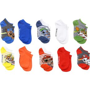 Paw Patrol No Show Character Socks for Boys - 10 Pair - Marshall, Rubble, Chase, Rocky, Zuma - Toddler Shoe Size 7-10