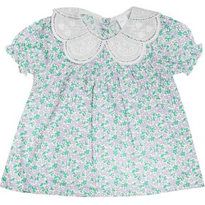 Large Collar Cotton Floral Shirt, Girls Summer Thin Shirt Baby Little Kids, Little Girl Flower Shirt Skirt