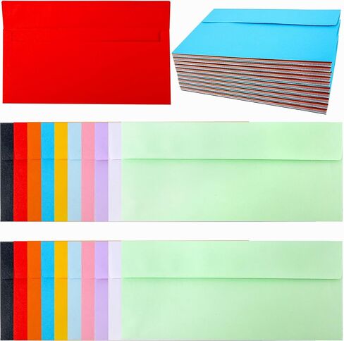 300 حزمة من المظاريف اللاصقة الملونة للأعمال، المظاريف القياسية ذات الختم الذاتي لبيانات الشيكات المكتبية والفواتير البريدية لرسائل الأعمال in Kuwait