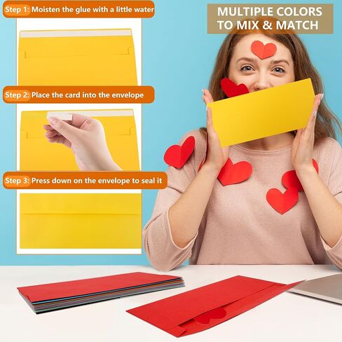 300 حزمة من المظاريف اللاصقة الملونة للأعمال، المظاريف القياسية ذات الختم الذاتي لبيانات الشيكات المكتبية والفواتير البريدية لرسائل الأعمال in Kuwait