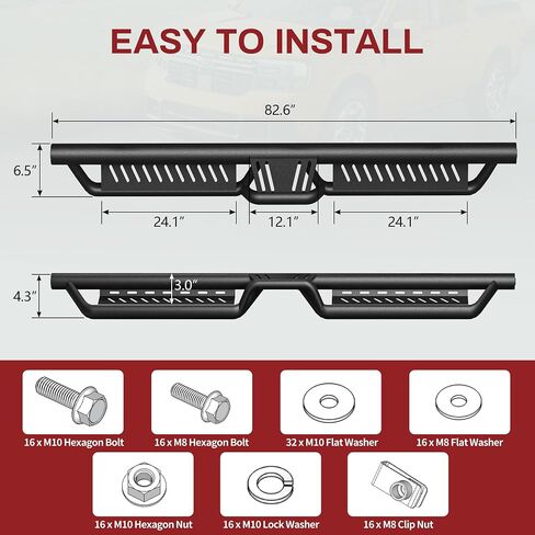 YITAMOTOR Running Boards 6 inches OE Style Aluminum Side Steps, Nerf Bars, Compatible with 2007-2018 Chevy Silverado/GMC Sierra 1500 & 2007-2019 2500HD/3500HD Crew Cab (Gas Engine ONLY), Black in Kuwait