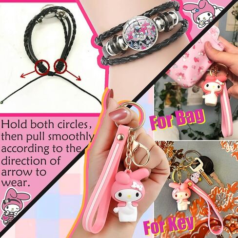 Cute Anime Storage Bag Cartoon Stuff for Girls Women, Large Capacity Waterproof PU Makeup Cosmetic Toiletry Bag Accessories with Mirror,Bracelet,Keychain,Stickers Back to School Supplies in Saudi Arabia