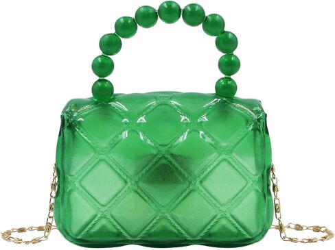 Mini Jelly Purse Candy Color Girls Transparent Crossbody Bag Cute Princess Handbags with Pearl Handle in Saudi Arabia