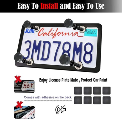 Anti Theft License Plate Screws,Stainless Steel Rustproof Security Bolts Fasteners for Front Rear Car Tag Mount- M6 Locking Hardware,with Matte Black Caps Covers, Insert Nuts,Car Tire Valve Cap(Black) in Saudi Arabia