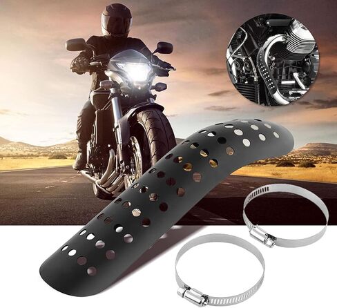 VGEBY Motorcycle Heat , Universal Motorcycle Exhuast Head Cover Curved Hole Insulation Muffler Cover Guard (Color : Black) System Supplies Motorcycle Heat Black Exhaust Heat in Saudi Arabia