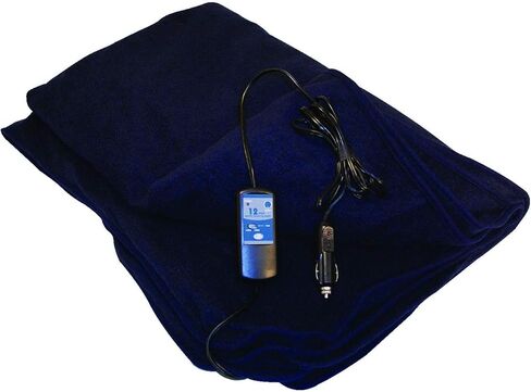 2 - 12-Volt Heated Travel Blanket with Patented Safety Timer by Trillium Worldwide (Navy, 58" x 42") in Kuwait