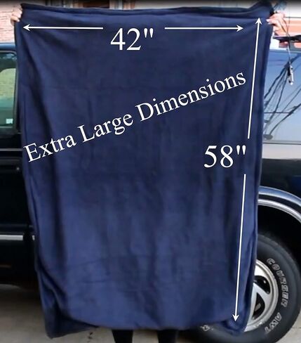 2 - 12-Volt Heated Travel Blanket with Patented Safety Timer by Trillium Worldwide (Navy, 58" x 42") in Kuwait