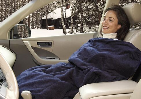 2 - 12-Volt Heated Travel Blanket with Patented Safety Timer by Trillium Worldwide (Navy, 58" x 42") in Kuwait