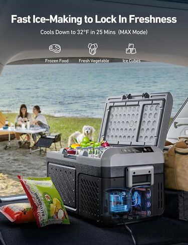 ثلاجة سيارة AstroAI ثنائية المنطقة 12 فولت، تحكم منفصل، فريزر محمول 20 كوارت (18 لتر) ثلاجة تخييم مع باب قابل للعكس في اتجاهين للسيارة، عربة سكن متنقلة، شاحنة، شاحنة صغيرة، قارب للتخييم، السفر، صيد الأسماك في الهواء الطلق in Kuwait