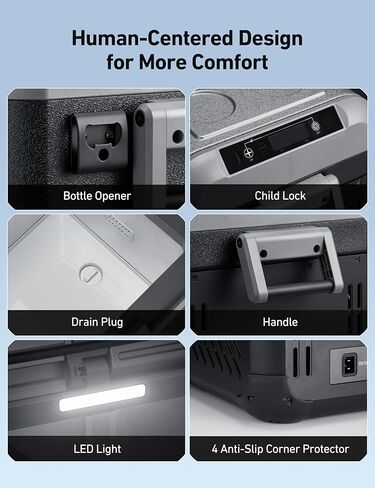 ثلاجة سيارة AstroAI ثنائية المنطقة 12 فولت، تحكم منفصل، فريزر محمول 20 كوارت (18 لتر) ثلاجة تخييم مع باب قابل للعكس في اتجاهين للسيارة، عربة سكن متنقلة، شاحنة، شاحنة صغيرة، قارب للتخييم، السفر، صيد الأسماك في الهواء الطلق in Kuwait