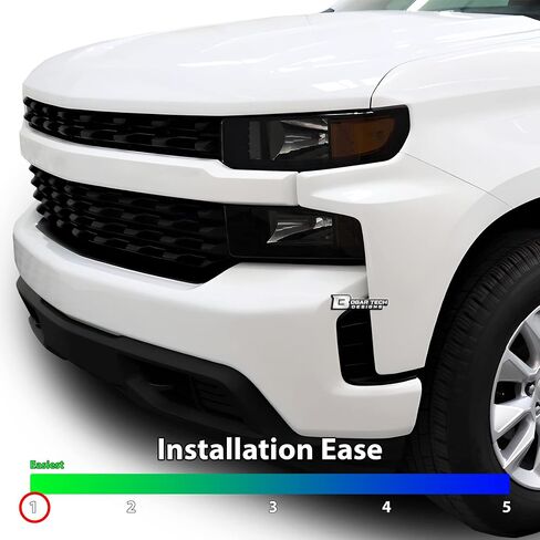 غطاء مجموعة ألوان المصابيح الأمامية الكاملة من BOGAR TECH DESIGNS متوافق مع Chevy Silverado 2022-2024، دخان داكن in Kuwait