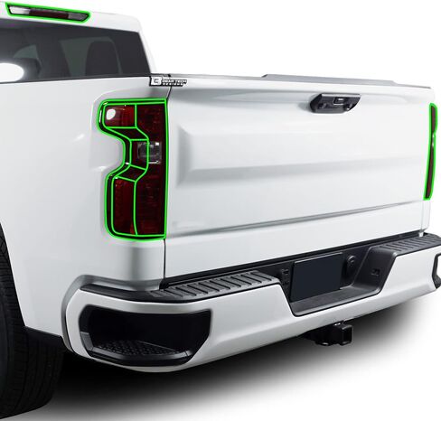 غطاء مجموعة ألوان المصابيح الأمامية الكاملة من BOGAR TECH DESIGNS متوافق مع Chevy Silverado 2022-2024، دخان داكن in Kuwait