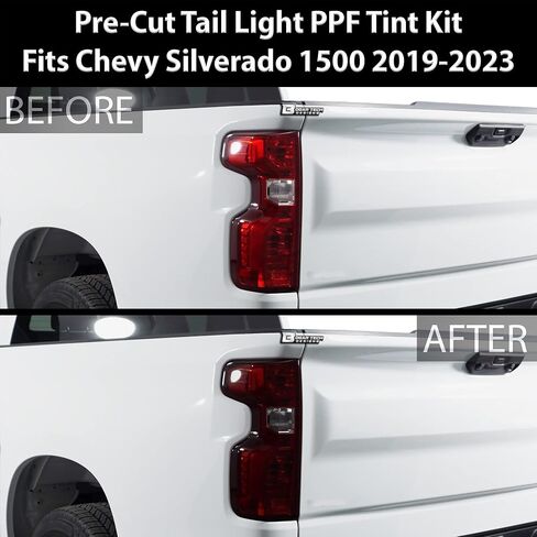 غطاء مجموعة ألوان المصابيح الأمامية الكاملة من BOGAR TECH DESIGNS متوافق مع Chevy Silverado 2022-2024، دخان داكن in Kuwait