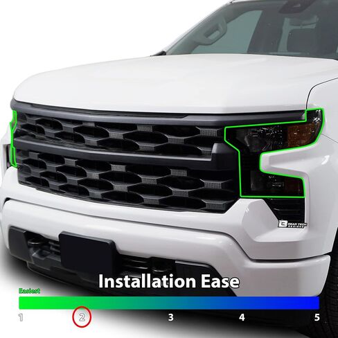 غطاء مجموعة ألوان المصابيح الأمامية الكاملة من BOGAR TECH DESIGNS متوافق مع Chevy Silverado 2022-2024، دخان داكن in Kuwait