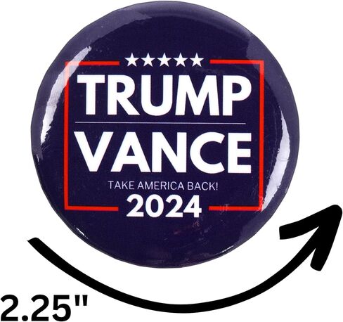 أزرار حملة ترامب فانس 2024، خذ أمريكا مرة أخرى، ملحق دبوس سياسي للمسيرات والتجمعات، 2.25 بوصة (عبوة من 6) in Kuwait