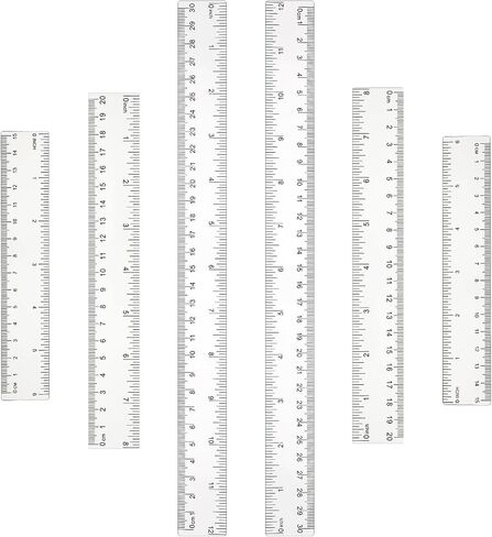6 Pcs Plastic Ruler 3 Sizes Clear Ruler Almighty Ruler Ruler Set with Inches and Metric Measuring Tools for School Office Students Architects Artists in Saudi Arabia