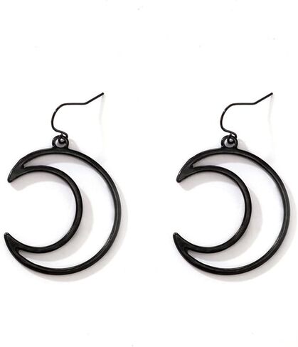 Vintage Moon Drop Dangle Earrings Half Moon Carving Planet Earrings Black Cresent Moon Pendant Earrings Gift in Saudi Arabia